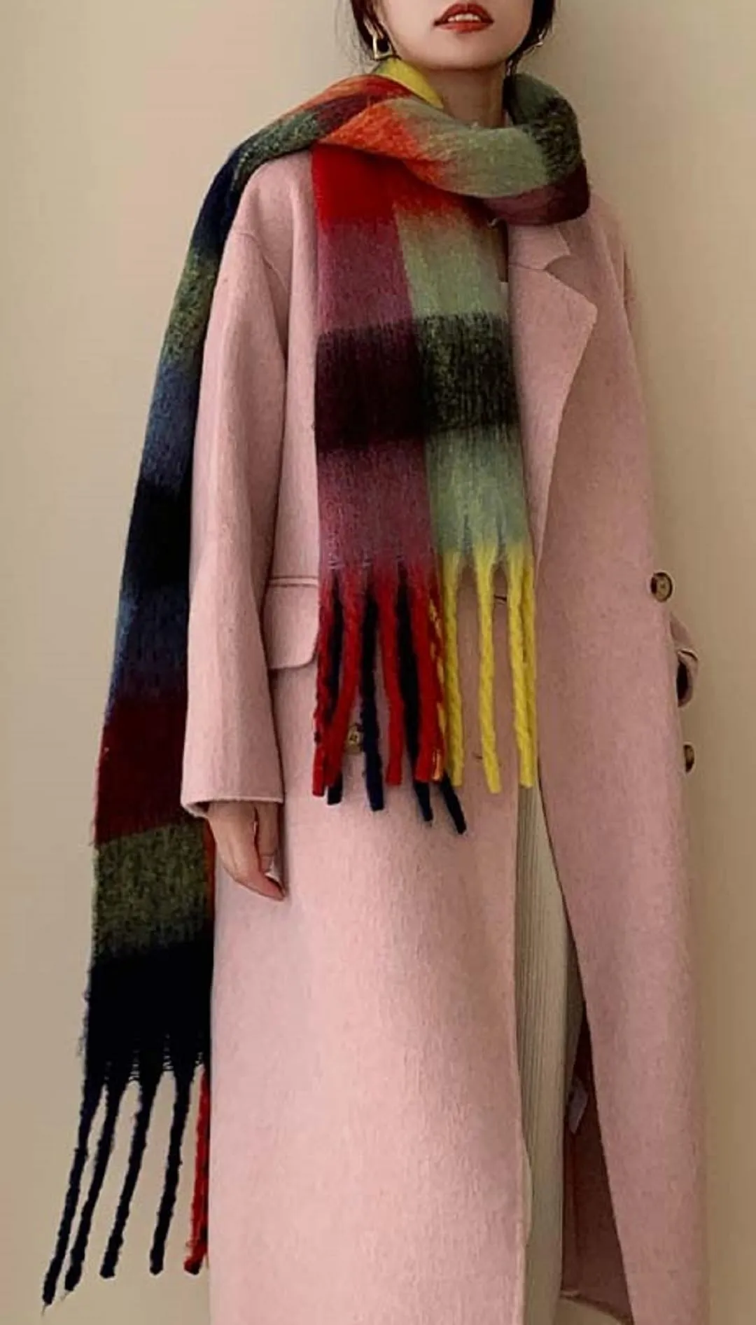 Wander Agio Winter Women Warm Scarf Long Shawl Large Scarves Cold Weather Thick Blanket Scarfs Colorful Plaid