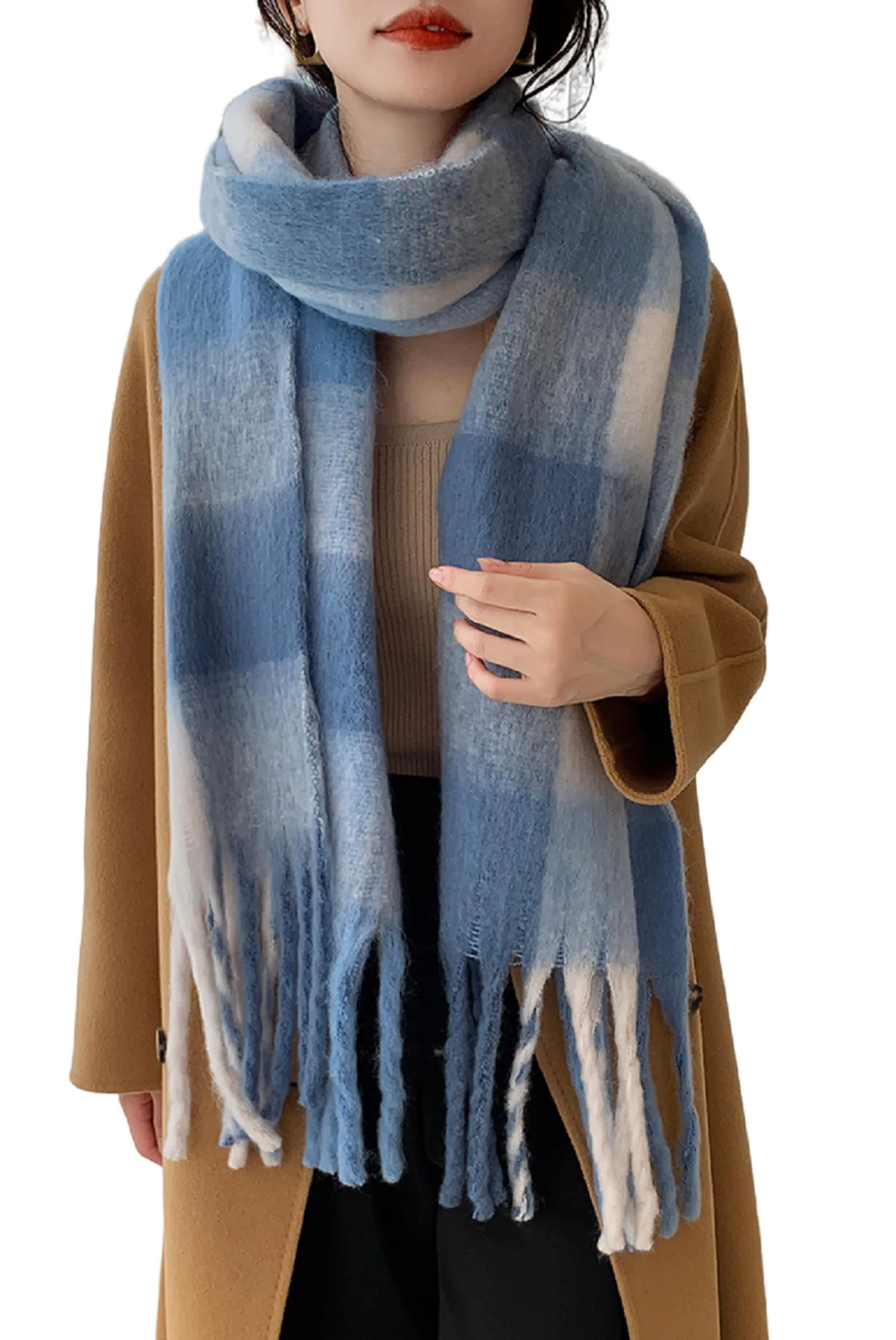 Wander Agio Winter Women Warm Scarf Long Shawl Large Scarves Cold Weather Thick Blanket Scarfs Colorful Plaid