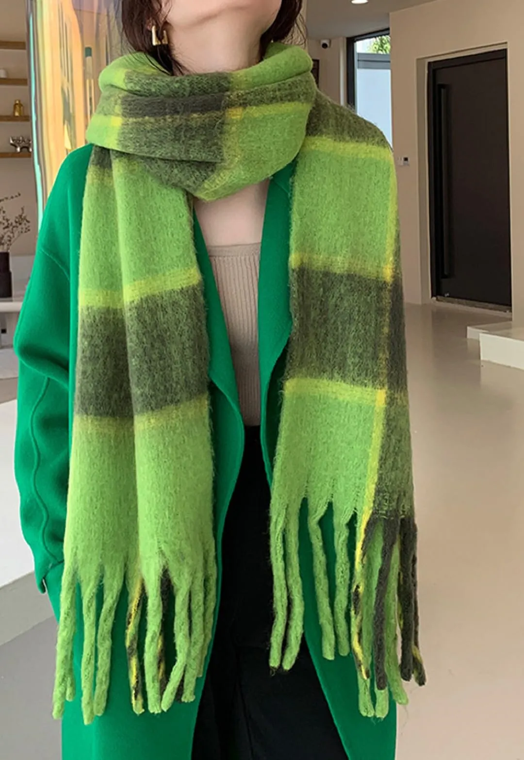 Wander Agio Winter Women Warm Scarf Long Shawl Large Scarves Cold Weather Thick Blanket Scarfs Colorful Plaid