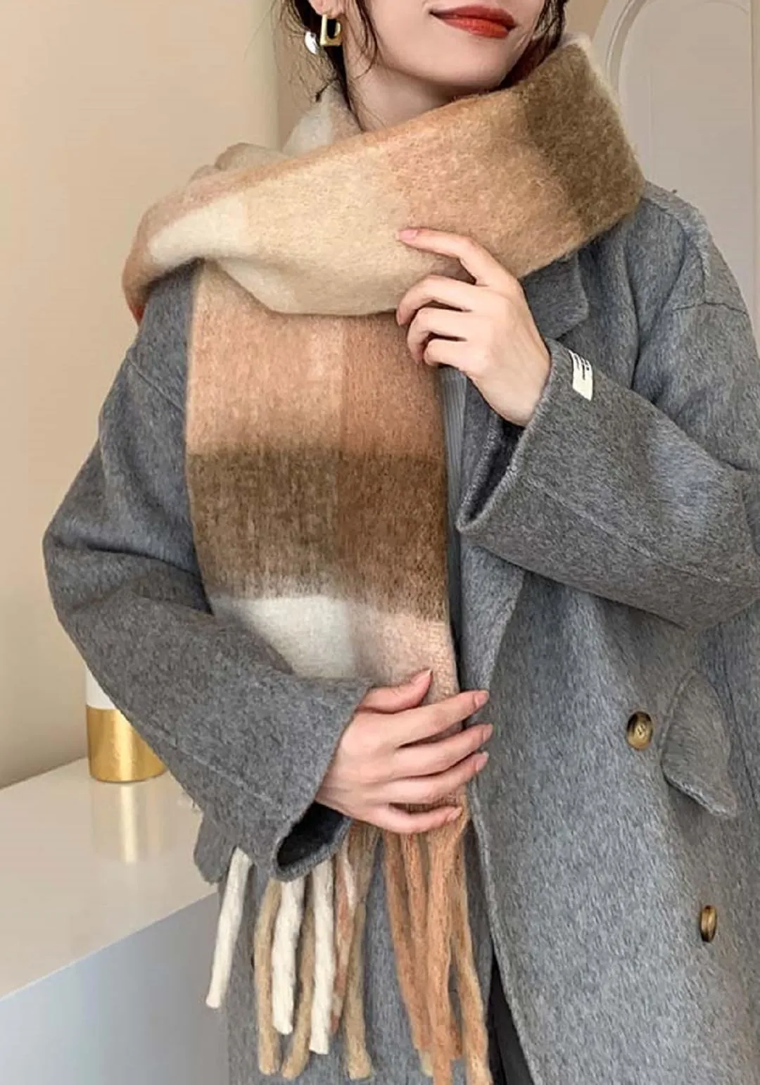 Wander Agio Winter Women Warm Scarf Long Shawl Large Scarves Cold Weather Thick Blanket Scarfs Colorful Plaid