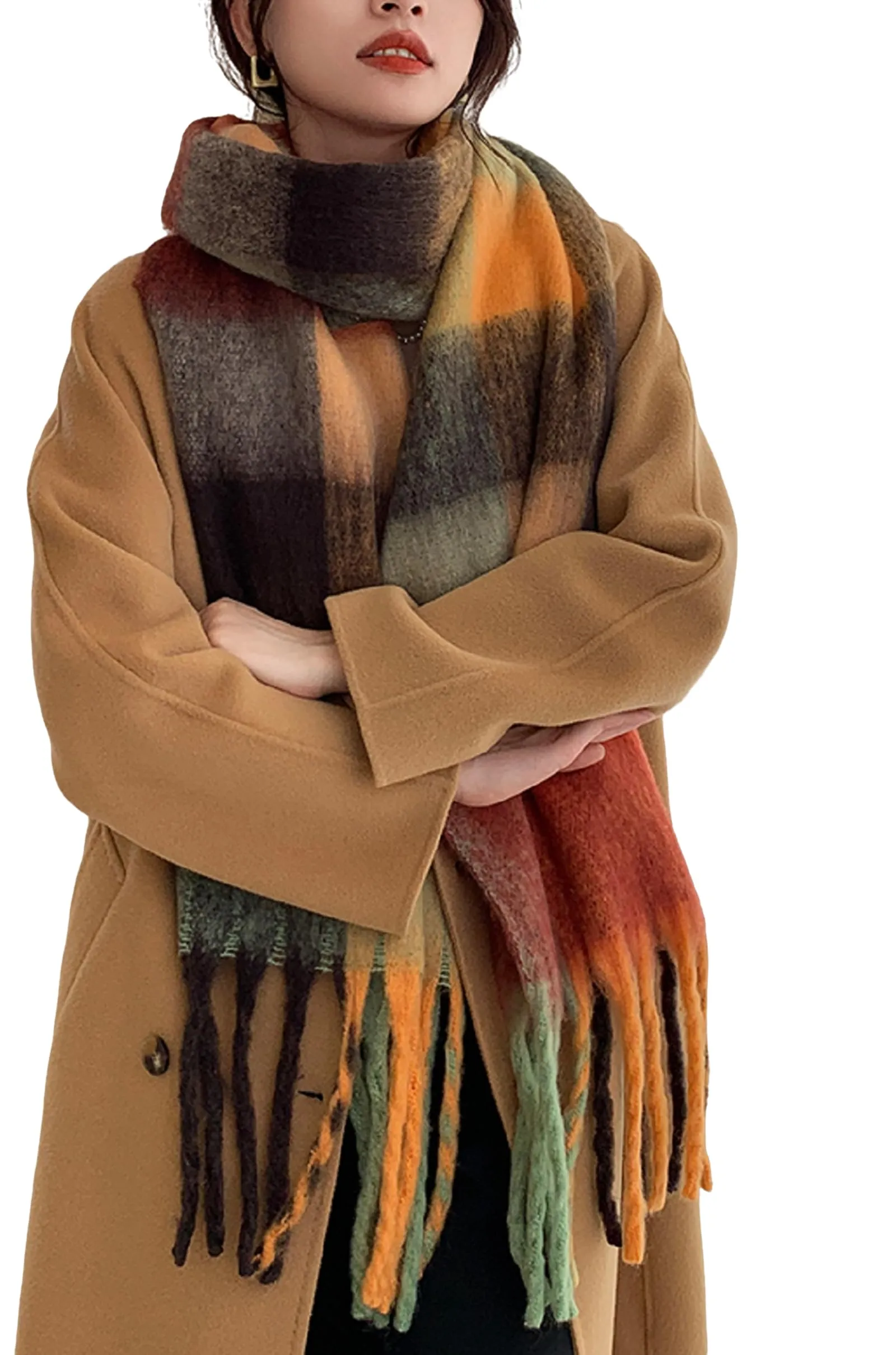 Wander Agio Winter Women Warm Scarf Long Shawl Large Scarves Cold Weather Thick Blanket Scarfs Colorful Plaid