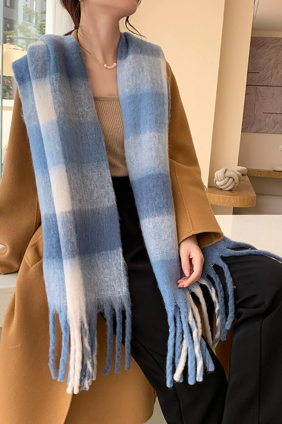 Wander Agio Winter Women Warm Scarf Long Shawl Large Scarves Cold Weather Thick Blanket Scarfs Colorful Plaid