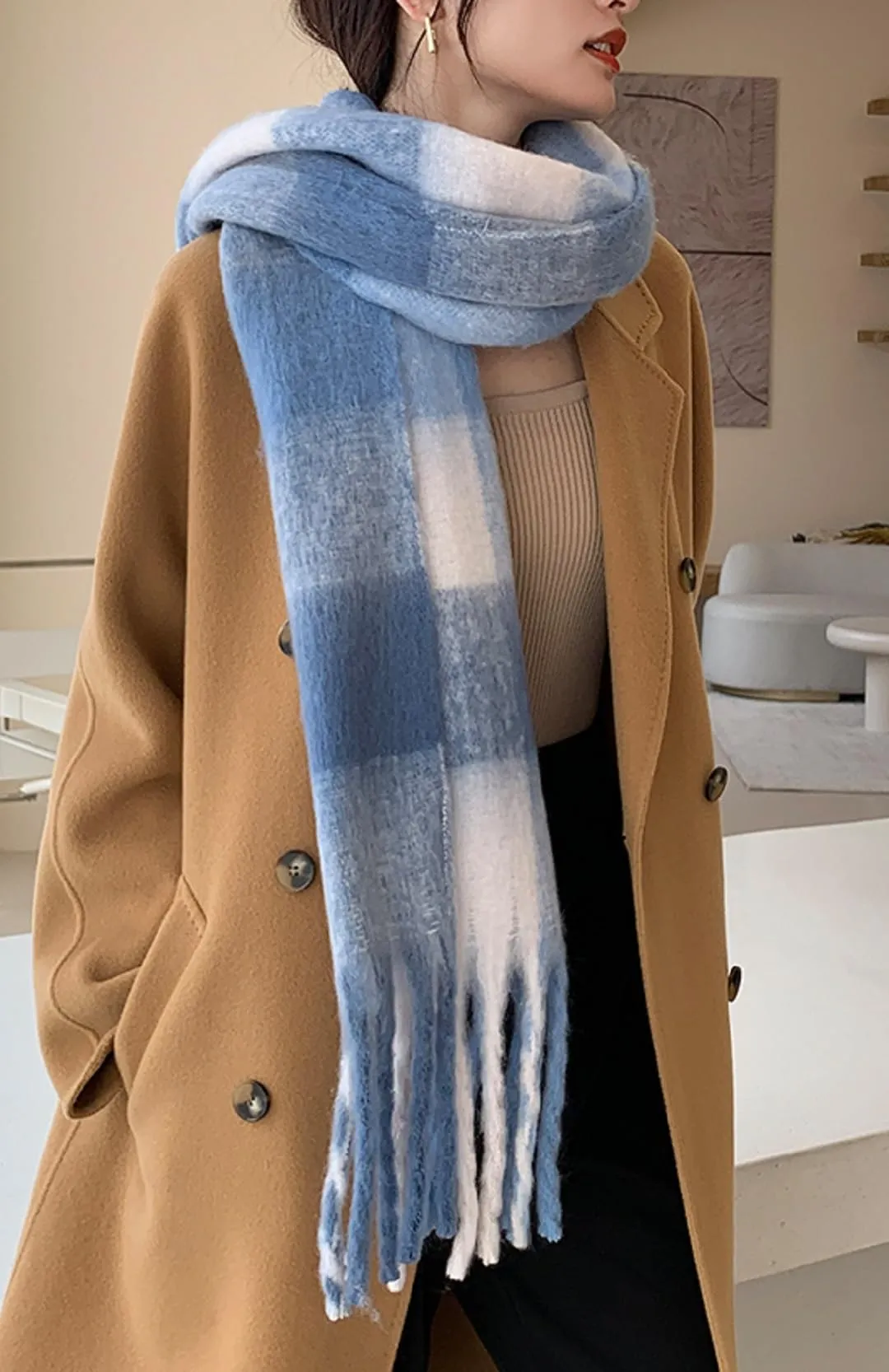Wander Agio Winter Women Warm Scarf Long Shawl Large Scarves Cold Weather Thick Blanket Scarfs Colorful Plaid