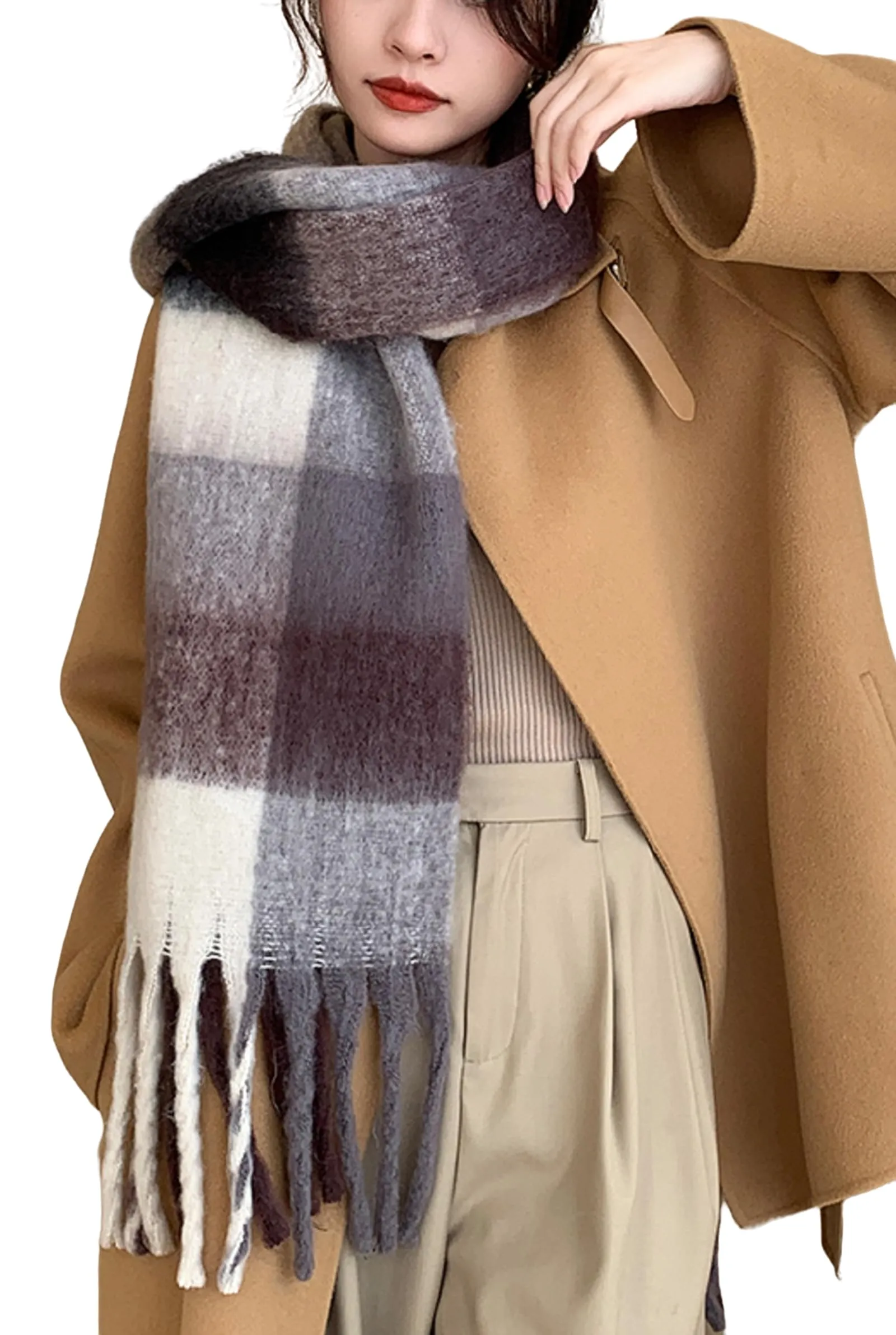 Wander Agio Winter Women Warm Scarf Long Shawl Large Scarves Cold Weather Thick Blanket Scarfs Colorful Plaid