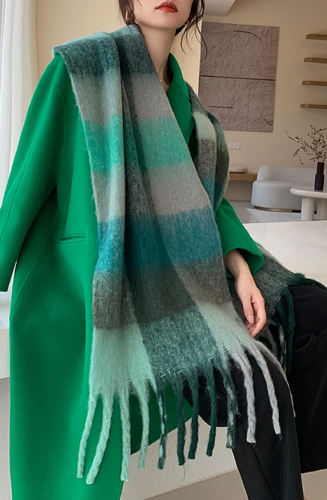 Wander Agio Winter Women Warm Scarf Long Shawl Large Scarves Cold Weather Thick Blanket Scarfs Colorful Plaid