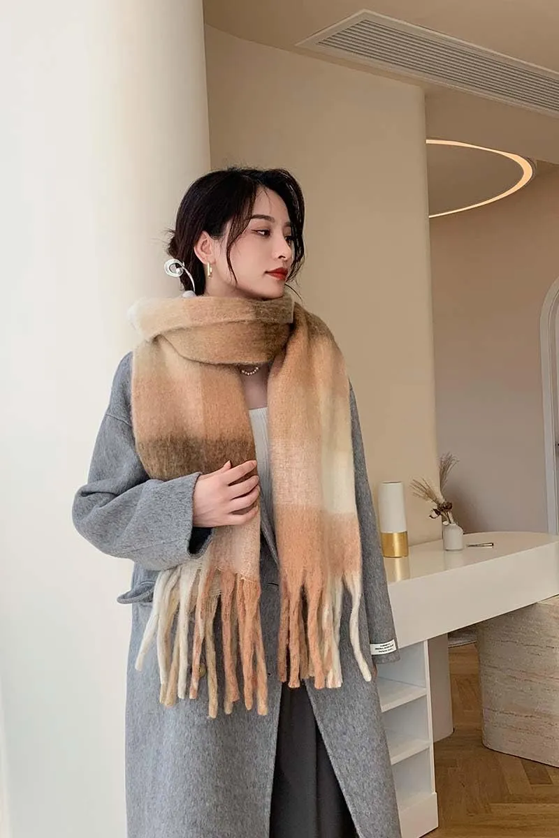 Wander Agio Winter Women Warm Scarf Long Shawl Large Scarves Cold Weather Thick Blanket Scarfs Colorful Plaid