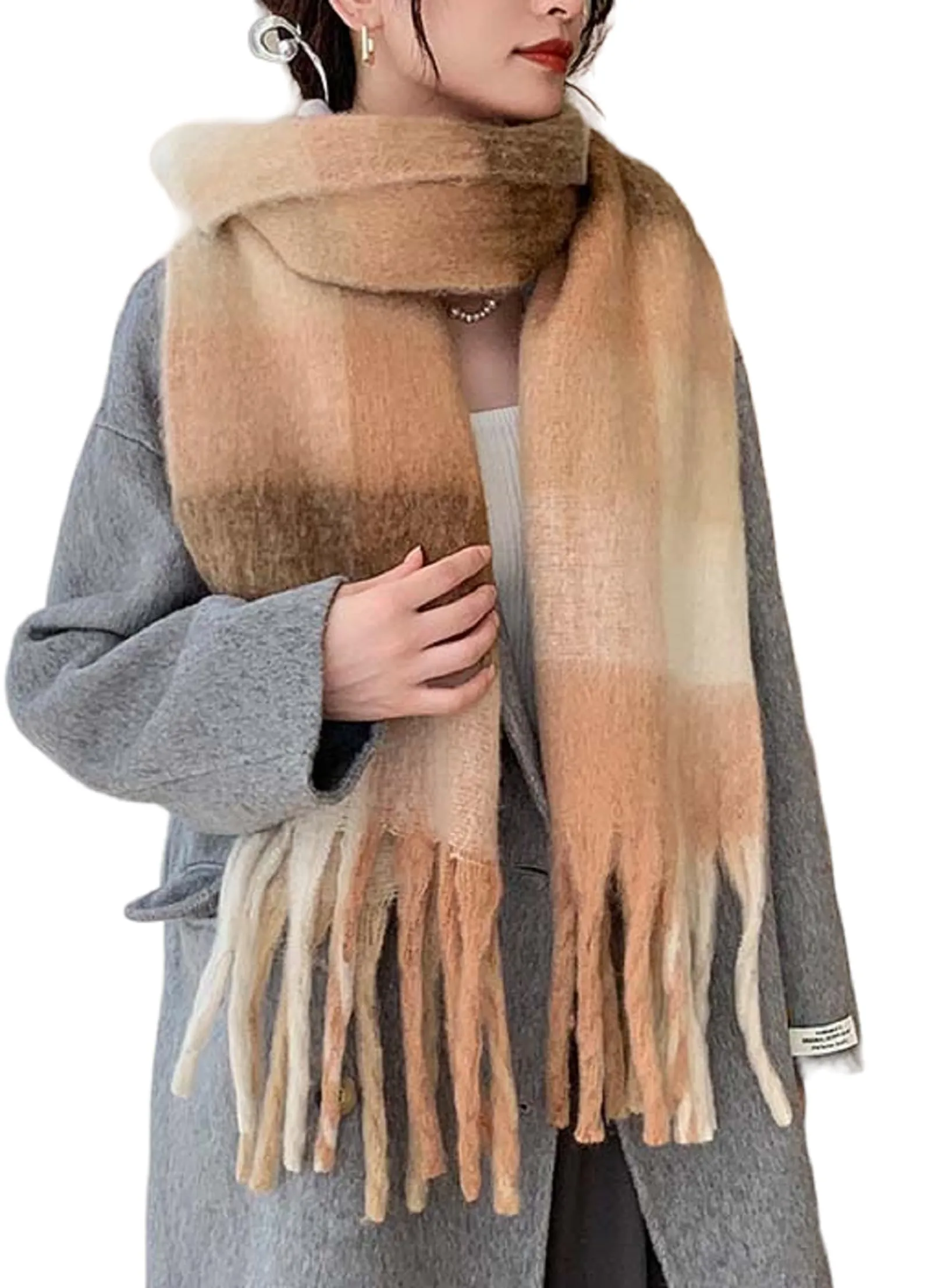 Wander Agio Winter Women Warm Scarf Long Shawl Large Scarves Cold Weather Thick Blanket Scarfs Colorful Plaid