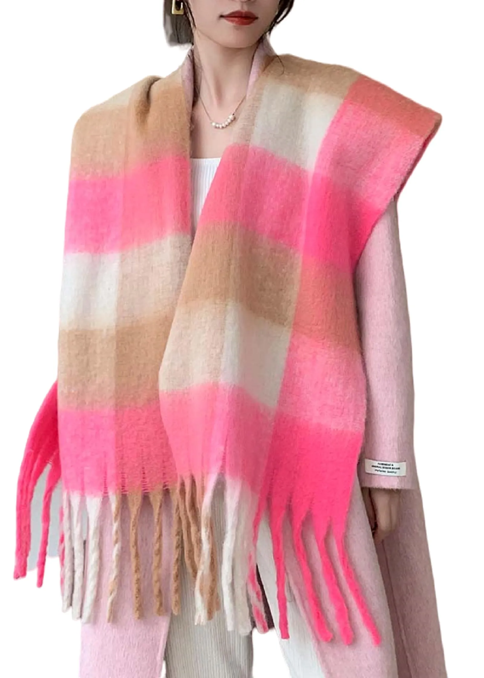 Wander Agio Winter Women Warm Scarf Long Shawl Large Scarves Cold Weather Thick Blanket Scarfs Colorful Plaid