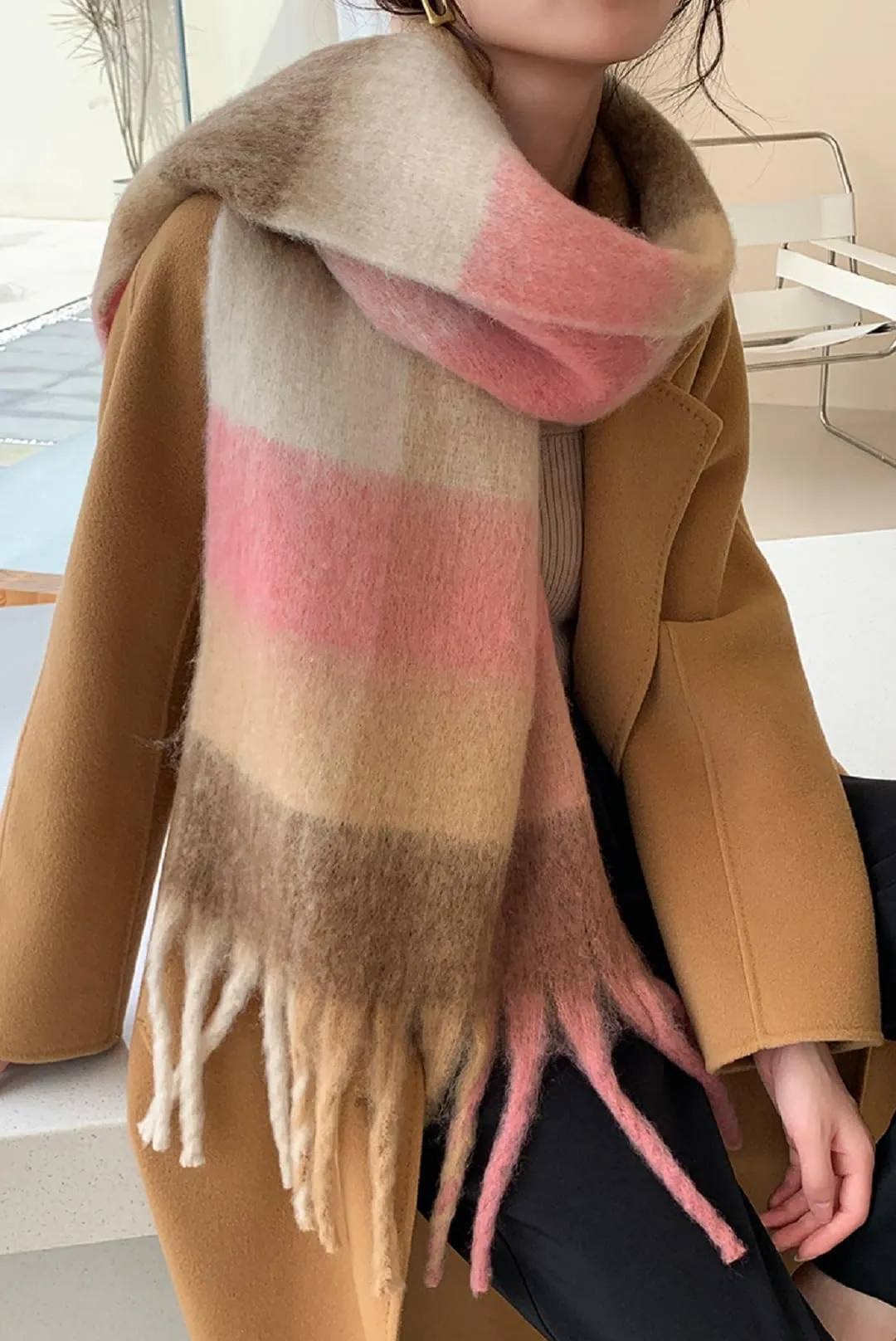 Wander Agio Winter Women Warm Scarf Long Shawl Large Scarves Cold Weather Thick Blanket Scarfs Colorful Plaid