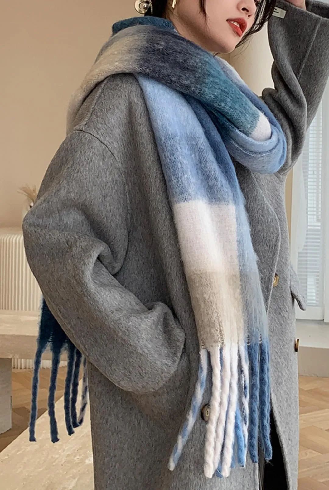 Wander Agio Winter Women Warm Scarf Long Shawl Large Scarves Cold Weather Thick Blanket Scarfs Colorful Plaid