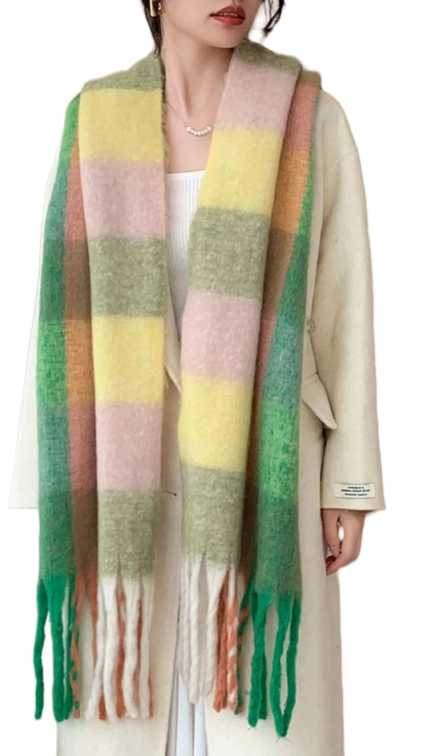 Wander Agio Winter Women Warm Scarf Long Shawl Large Scarves Cold Weather Thick Blanket Scarfs Colorful Plaid