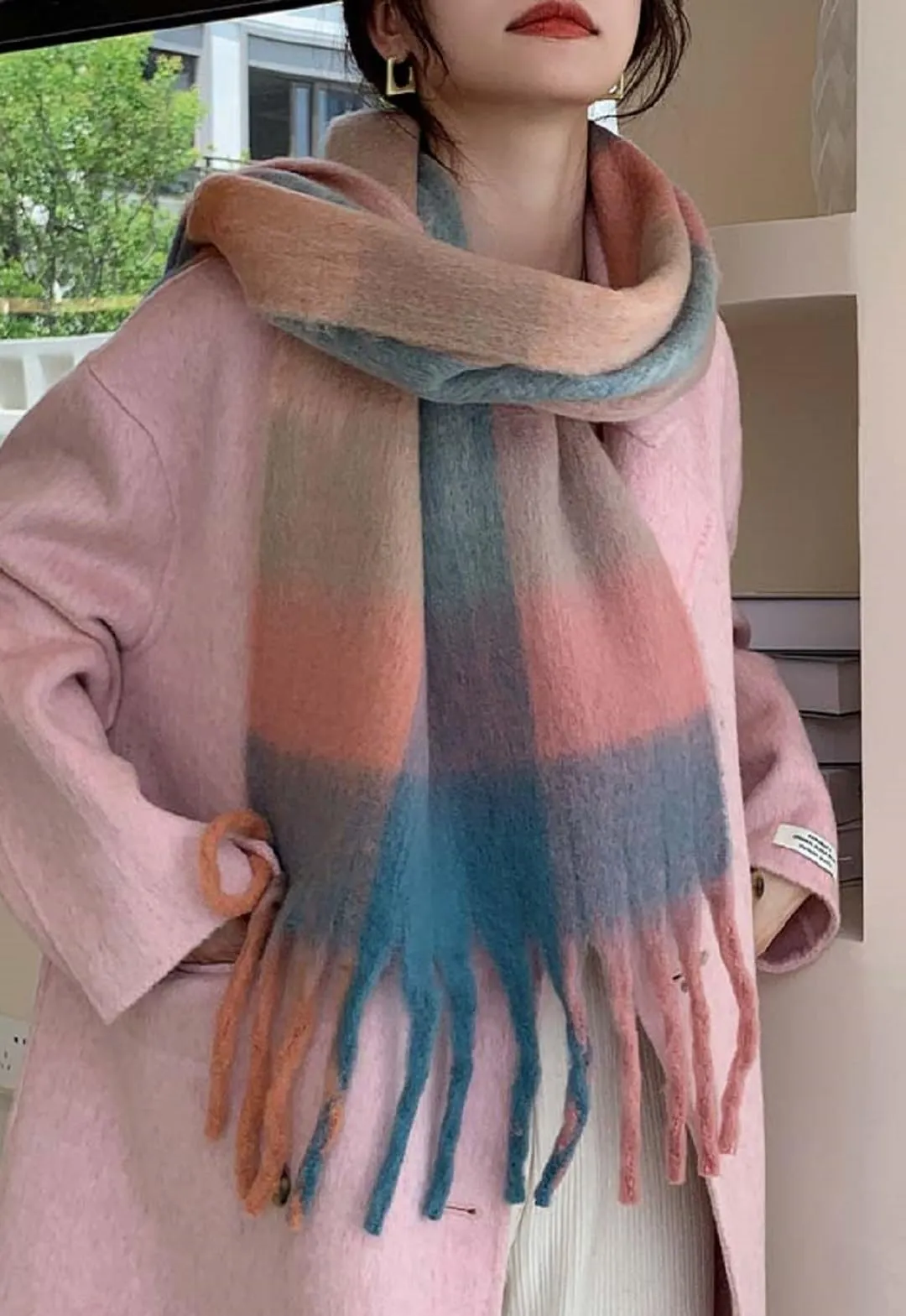 Wander Agio Winter Women Warm Scarf Long Shawl Large Scarves Cold Weather Thick Blanket Scarfs Colorful Plaid