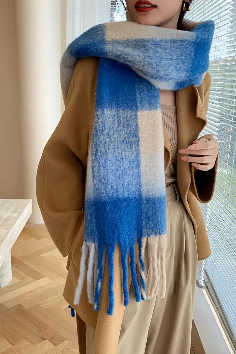 Wander Agio Winter Women Warm Scarf Long Shawl Large Scarves Cold Weather Thick Blanket Scarfs Colorful Plaid