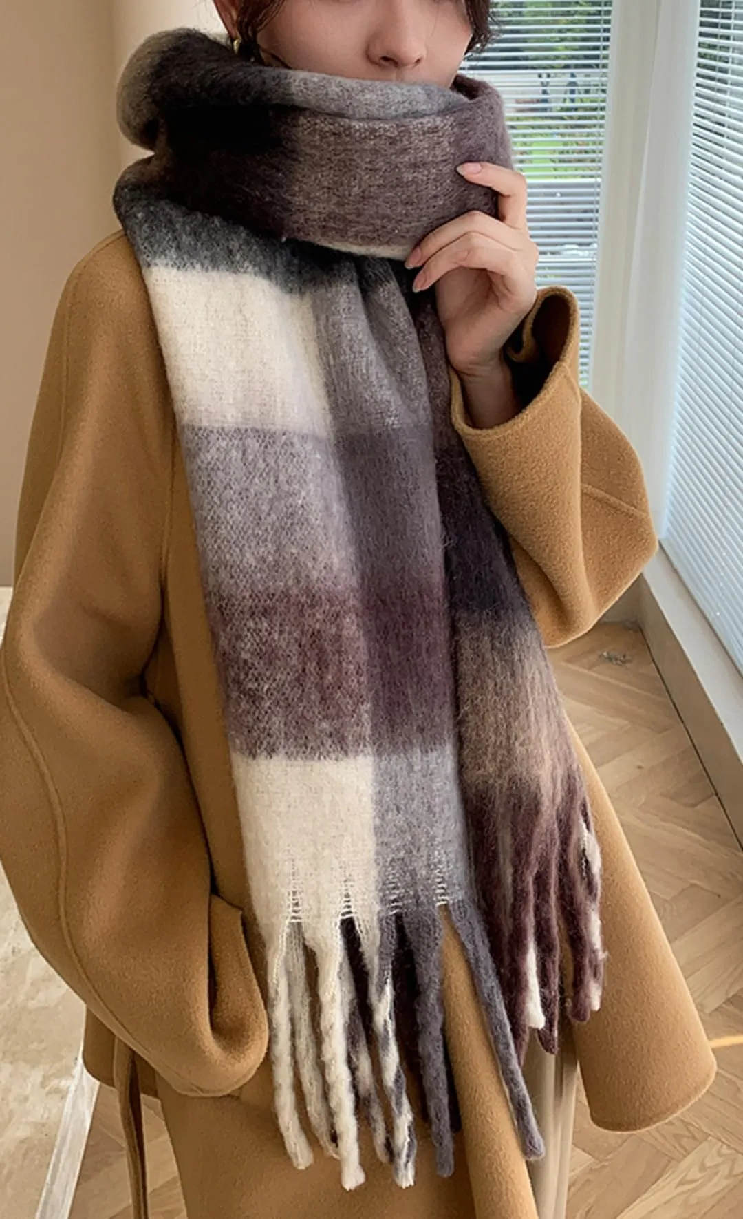 Wander Agio Winter Women Warm Scarf Long Shawl Large Scarves Cold Weather Thick Blanket Scarfs Colorful Plaid