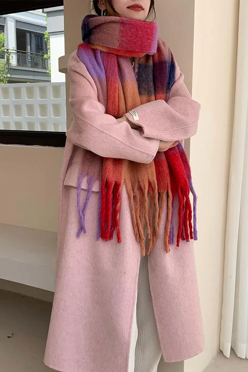 Wander Agio Winter Women Warm Scarf Long Shawl Large Scarves Cold Weather Thick Blanket Scarfs Colorful Plaid