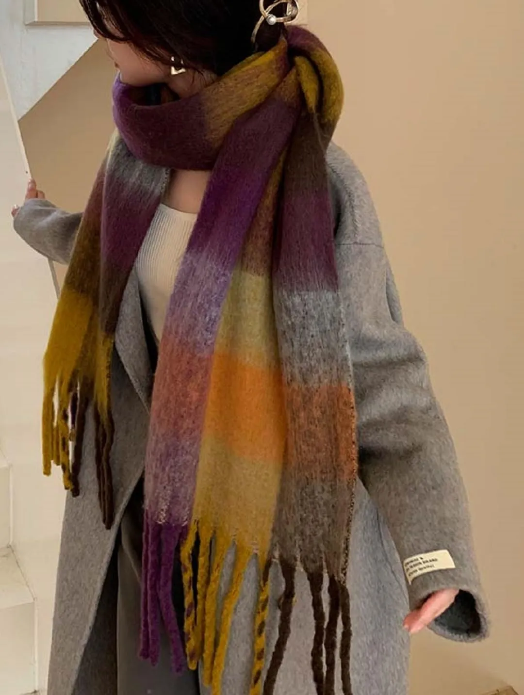 Wander Agio Winter Women Warm Scarf Long Shawl Large Scarves Cold Weather Thick Blanket Scarfs Colorful Plaid