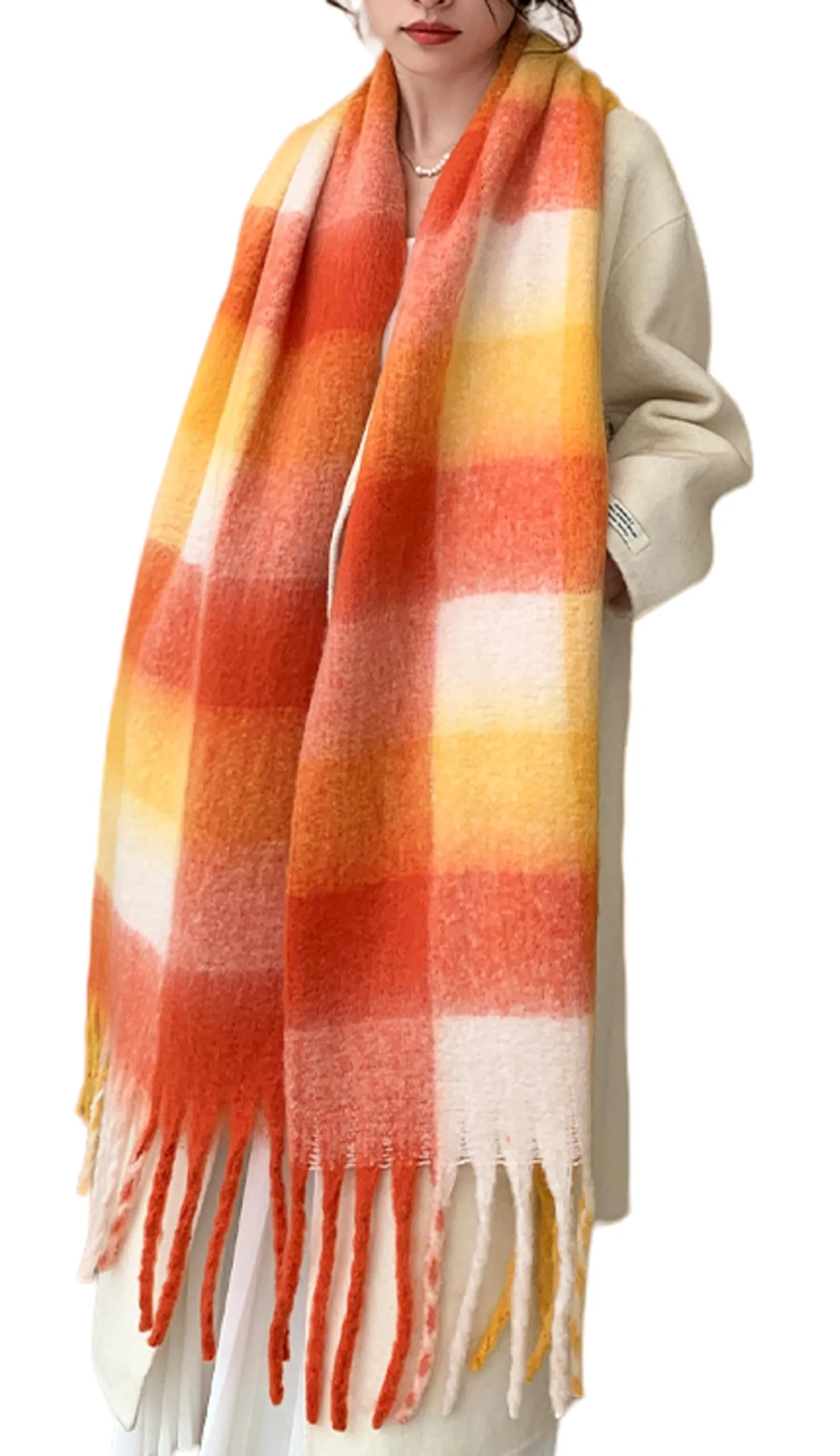 Wander Agio Winter Women Warm Scarf Long Shawl Large Scarves Cold Weather Thick Blanket Scarfs Colorful Plaid