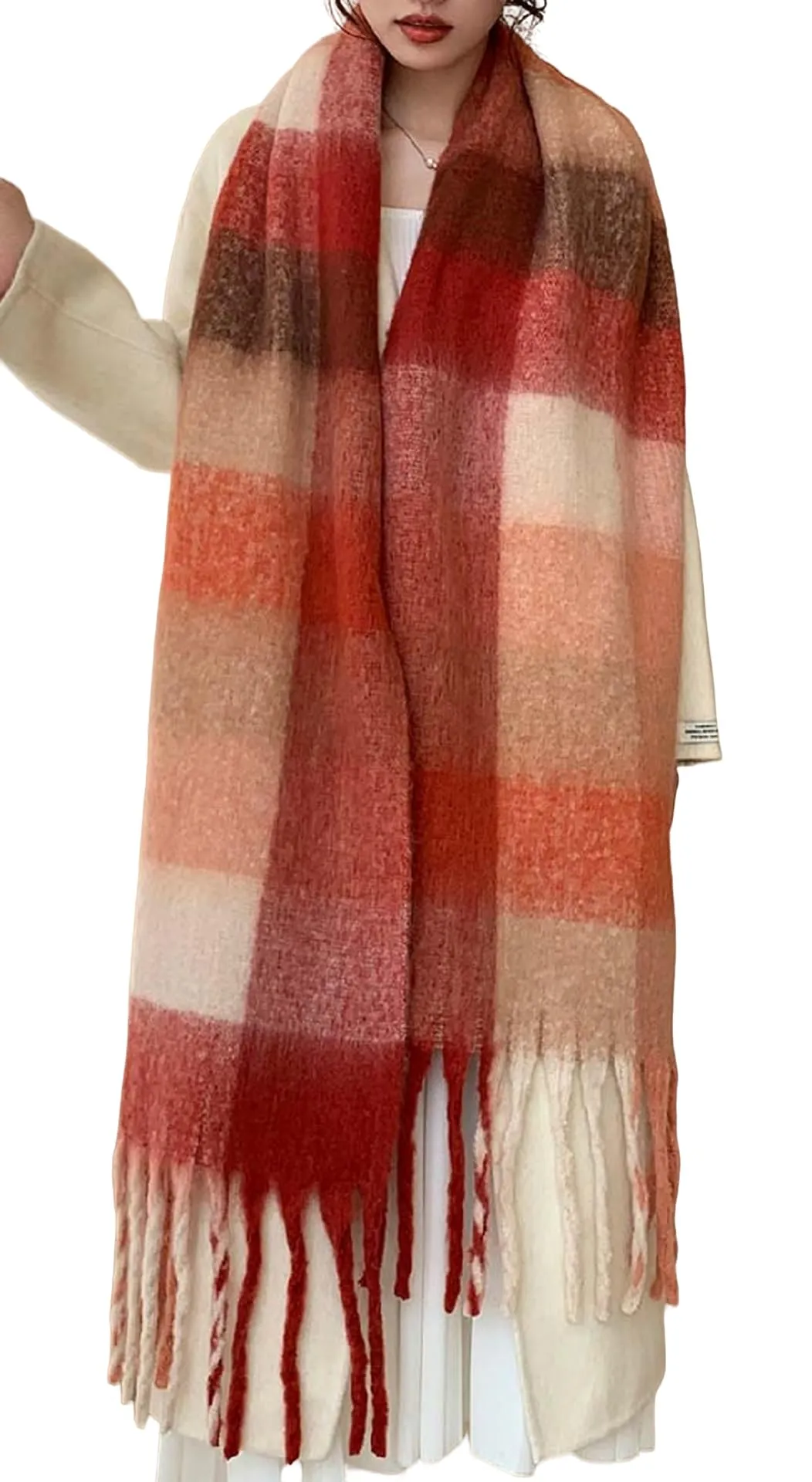 Wander Agio Winter Women Warm Scarf Long Shawl Large Scarves Cold Weather Thick Blanket Scarfs Colorful Plaid