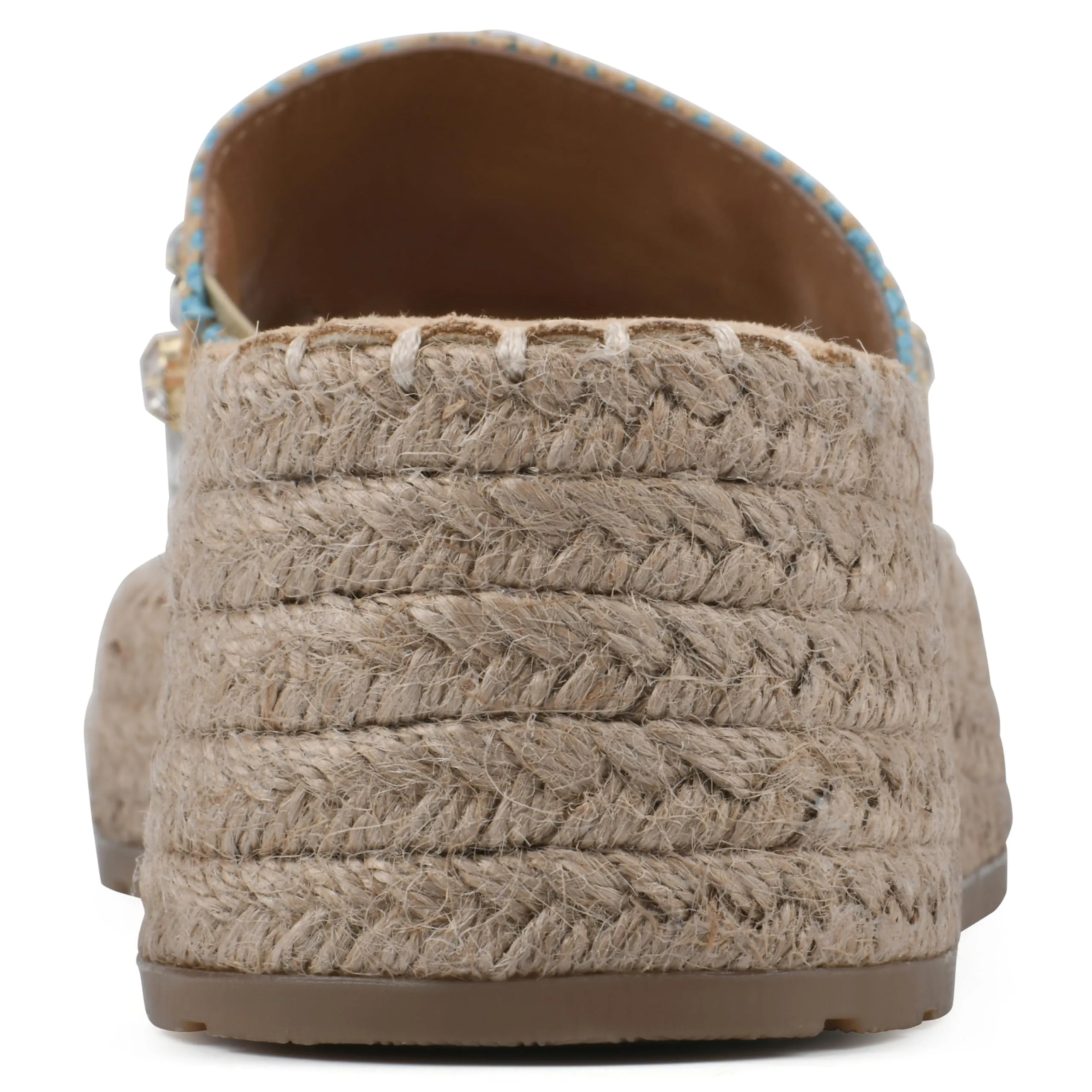 WHITE MOUNTAIN Women's Stitch Low Platform Espadrille Sandal, Natural/Multi, 6.5 M
