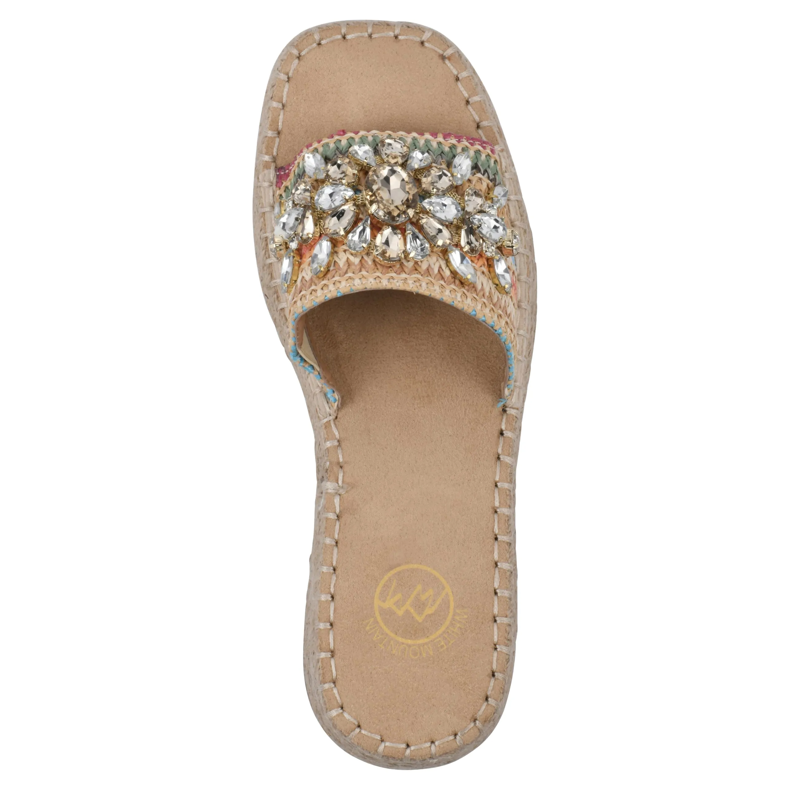 WHITE MOUNTAIN Women's Stitch Low Platform Espadrille Sandal, Natural/Multi, 6.5 M