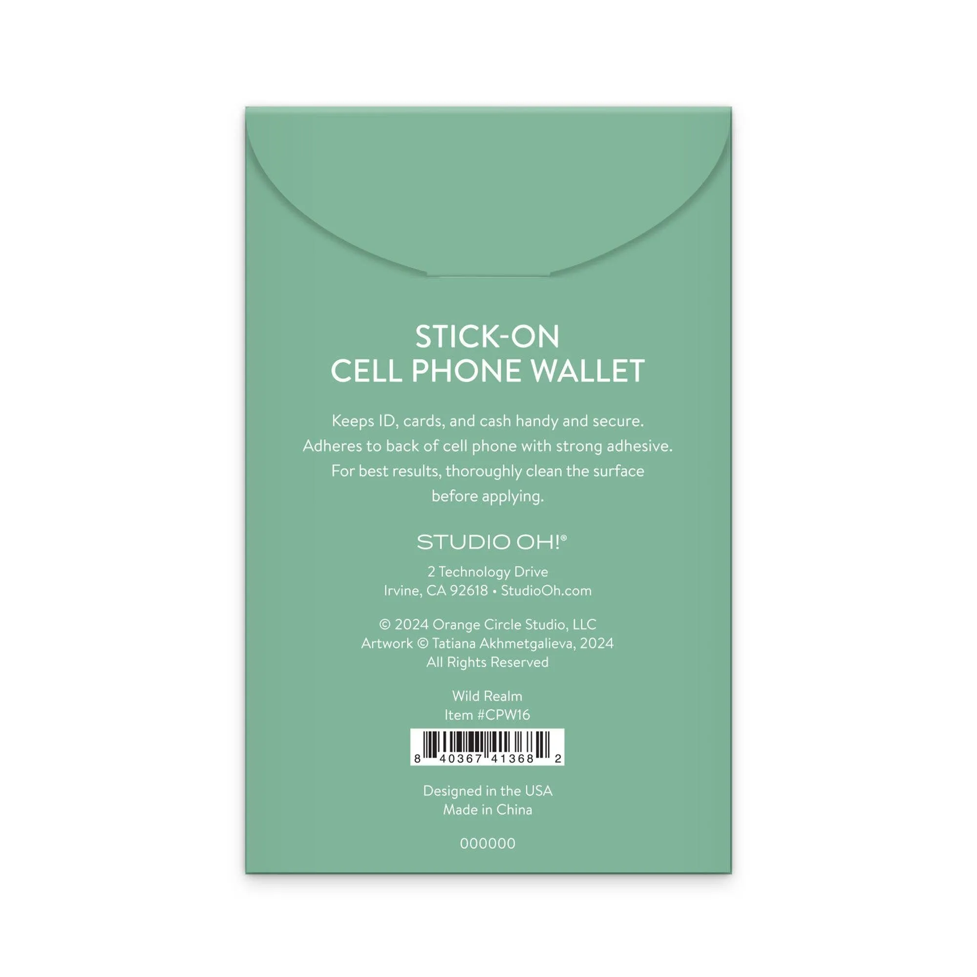 Wild Realm Stick-On Cell Phone Wallet | Two Pocket Design ID Cards Cash Holder