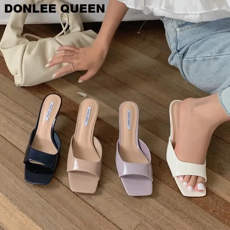 Women Elegant Mule medium  heel Slippers