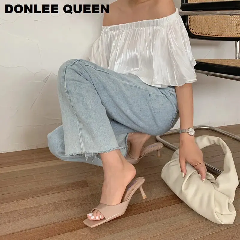 Women Elegant Mule medium  heel Slippers