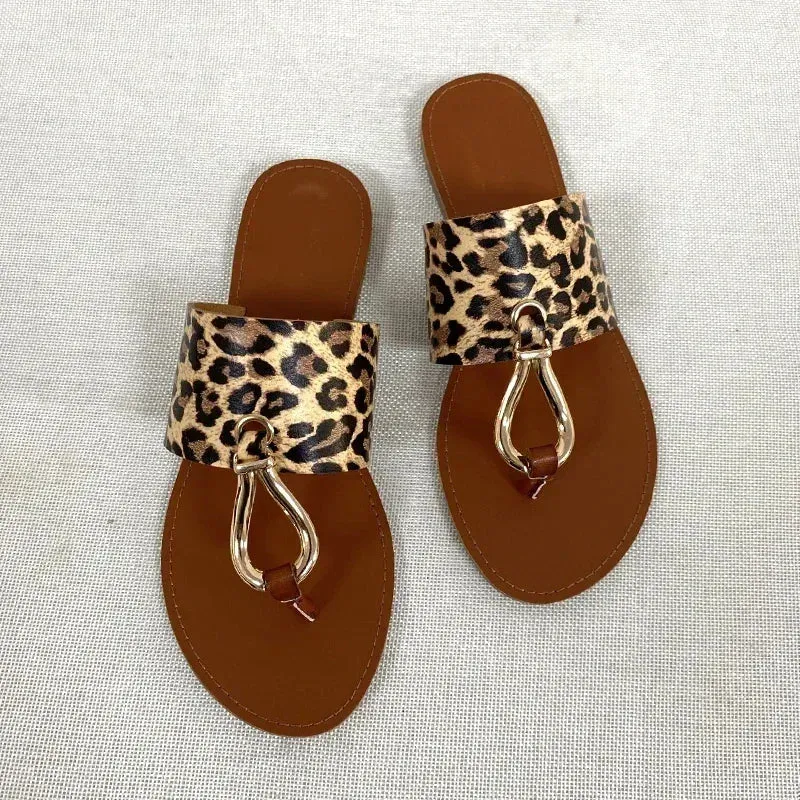 Women Leather Summer Sandals Shoes Retro design Thin Straps Open Toe Beach Slides Flat with Plus Size 41 Female Footwear