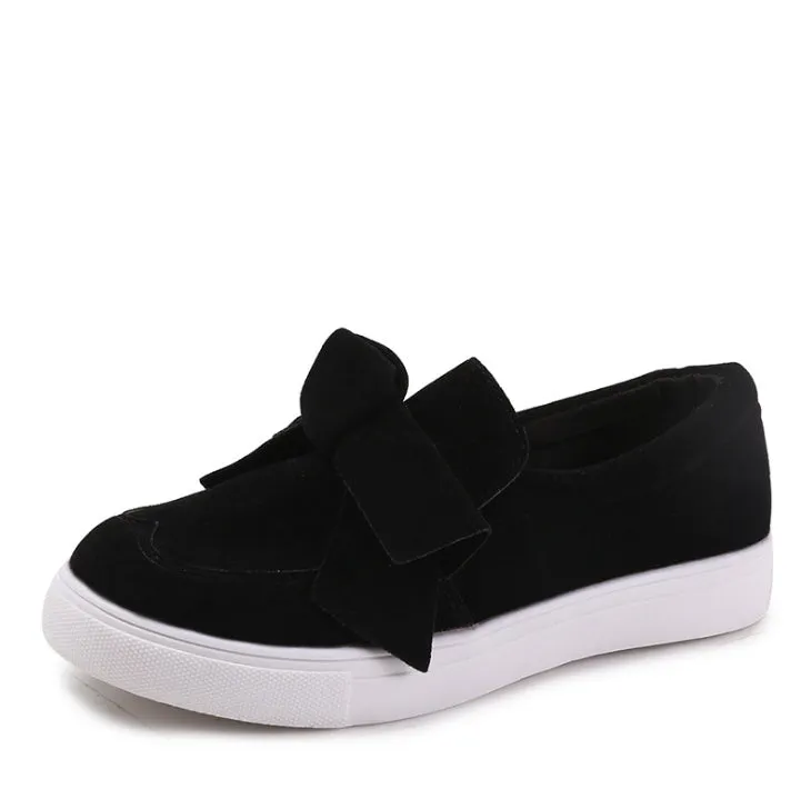 Women Nubuck Loafers Casual Bowknot Shoes