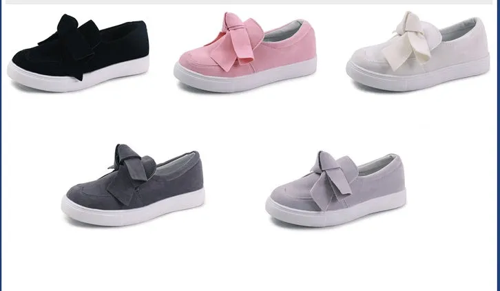 Women Nubuck Loafers Casual Bowknot Shoes