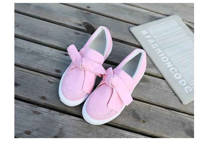 Women Nubuck Loafers Casual Bowknot Shoes
