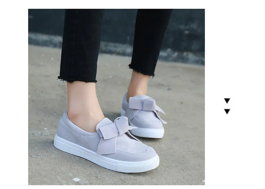 Women Nubuck Loafers Casual Bowknot Shoes