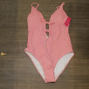 Xhilaration Juniors' Front Tie One Piece Swimsuit 78784837 Red L