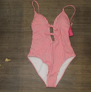 Xhilaration Juniors' Front Tie One Piece Swimsuit AFU88 Red M